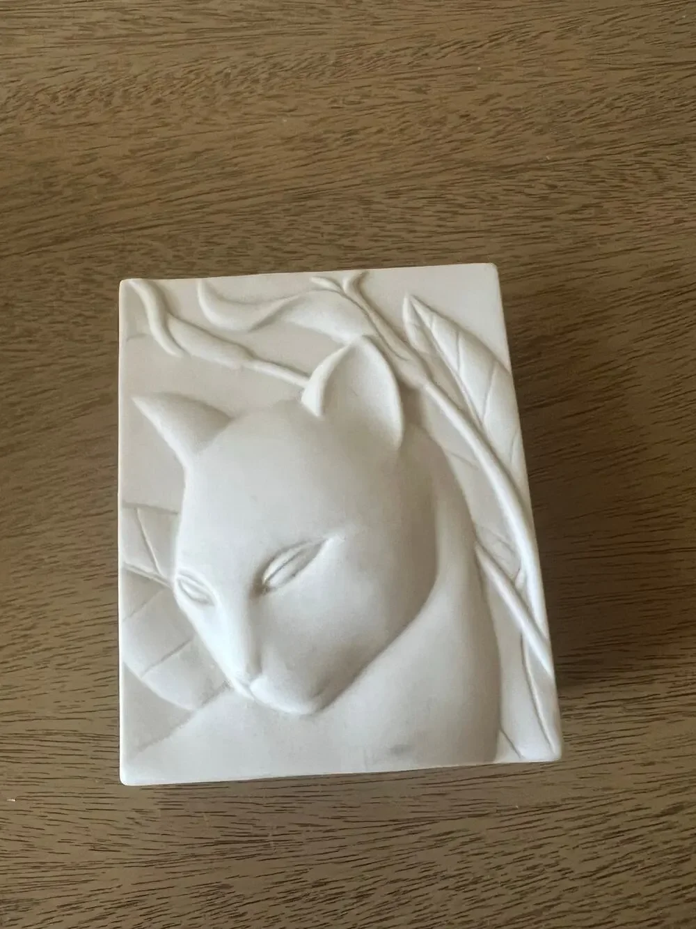Vintage Hallmark Cat Trinket Box Bisque Porcelain 3D Black & White Cat MCM